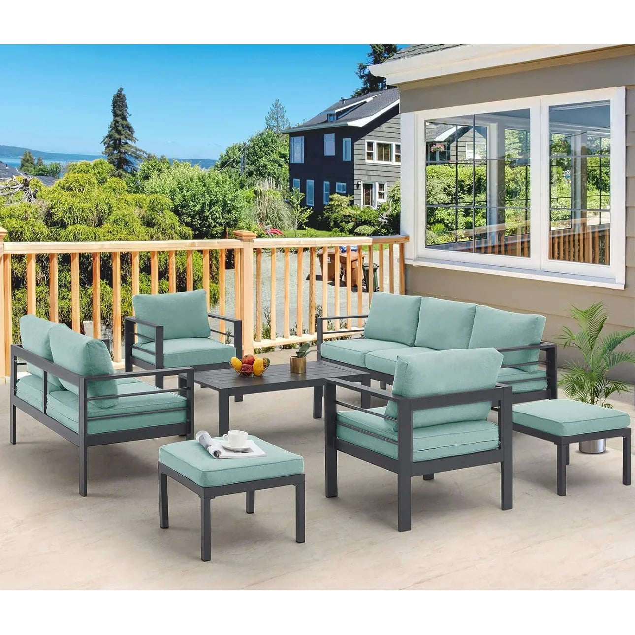 AECOJOY Ensemble de 7 Meubles de Jardin en Aluminium pour Extérieur
