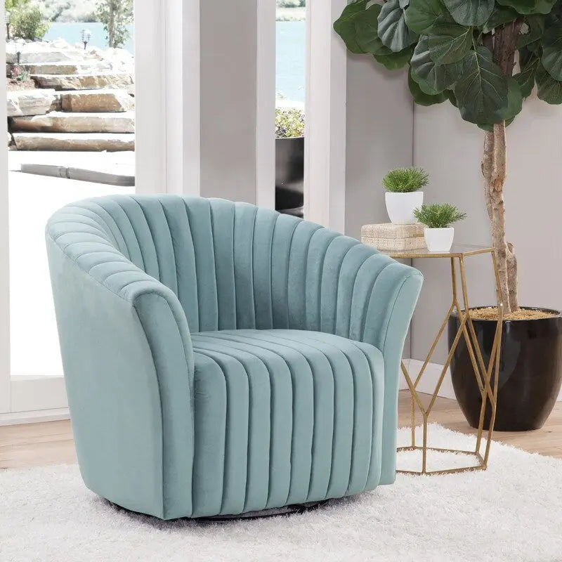 Fauteuil d'appoint pivotant à 360° en velours, un siège – Noir / Gris poivre / Caraïbes