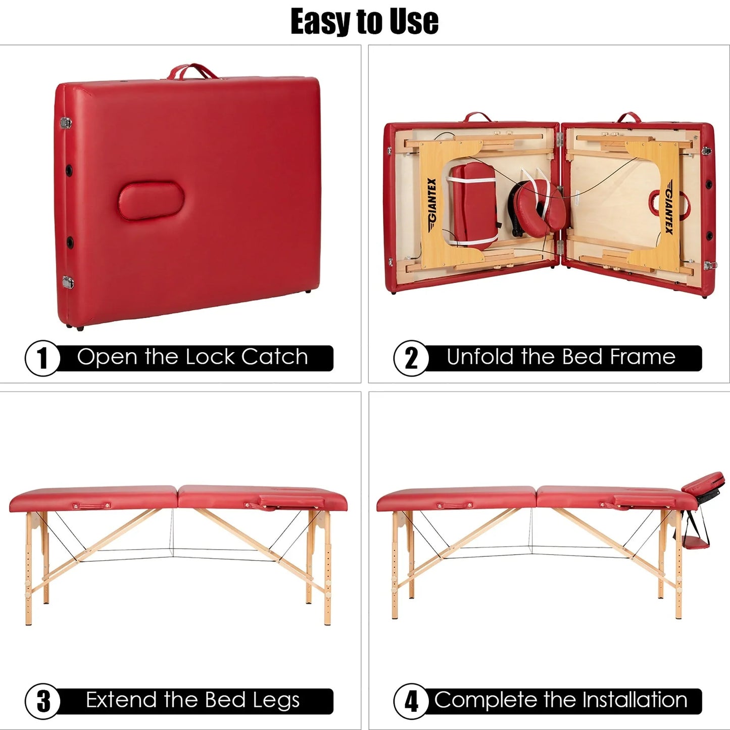 Table de Massage Portable 84L Réglable pour Soins du Visage, Tatouage, avec Housse de Transport