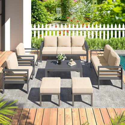 AECOJOY Ensemble de 7 Meubles de Jardin en Aluminium pour Extérieur