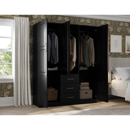 Palace Imports Armoire Cosmo 3 portes 100 % bois massif avec portes en bois massif ou portes miroir