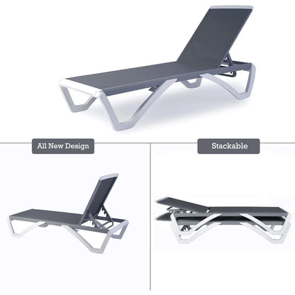 Kozyard Alan Chaise longue de patio inclinable et réglable, entièrement plate, en aluminium et résine de polypropylène