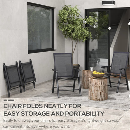 Lot de 4 chaises pliantes Outsunny au design simple et élégant, confortables pour la terrasse, le jardin et les voyages