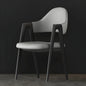 Chaise de salle à manger moderne en cuir à dossier ouvert et incurvé avec accoudoirs