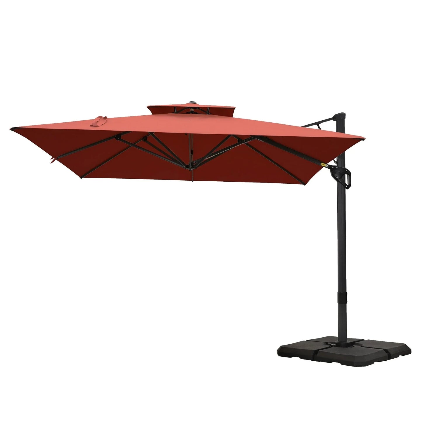 MAISON ARTS Parasol déporté hydraulique automatique 3,6 m avec mât en aluminium et rotation à 360 degrés