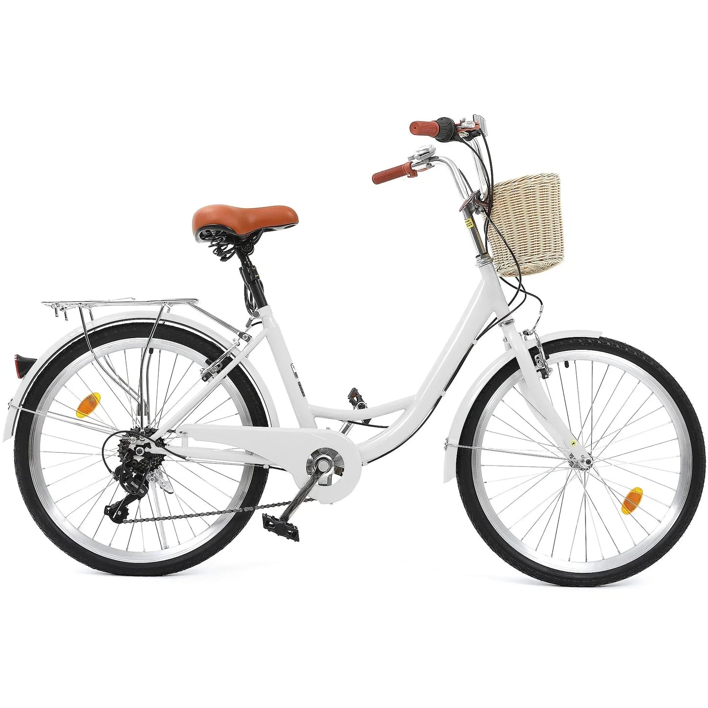 Moasis24/26 Vélo Cruiser 7 Vitesses, Vélo à Cadre Bas Ajustable, Vélo de Ville, Bicyclette