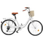Moasis24/26 Vélo Cruiser 7 Vitesses, Vélo à Cadre Bas Ajustable, Vélo de Ville, Bicyclette