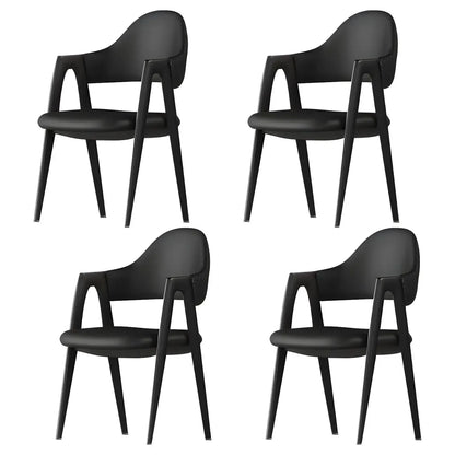 Chaise de salle à manger moderne en cuir à dossier ouvert et incurvé avec accoudoirs