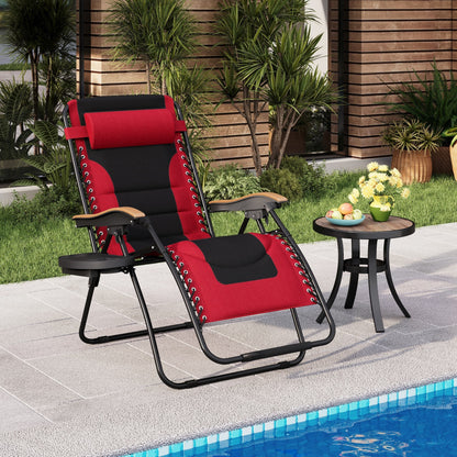 Fauteuil de relaxation zéro gravité XL surdimensionné rembourré avec accoudoirs plus larges et porte-gobelet réglable - N/A