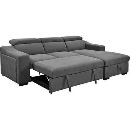 Roomfitters 103 Canapé sectionnel convertible avec méridienne de rangement, appuie-têtes réglables, canapé d'angle en L avec fonction couchage, gris foncé