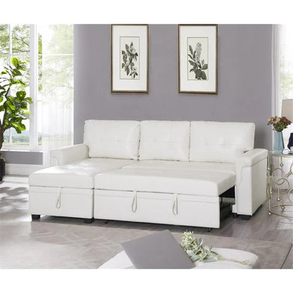 Canapé d'angle réversible convertible avec lit gigogne, méridienne de rangement et pieds durables