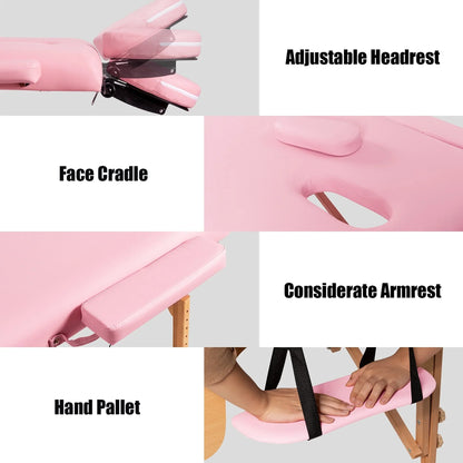 Table de Massage Portable 84L Réglable pour Soins du Visage, Tatouage, avec Housse de Transport