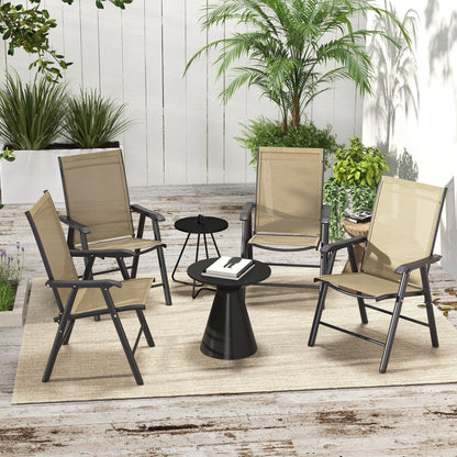 Lot de 4 chaises pliantes Outsunny au design simple et élégant, confortables pour la terrasse, le jardin et les voyages