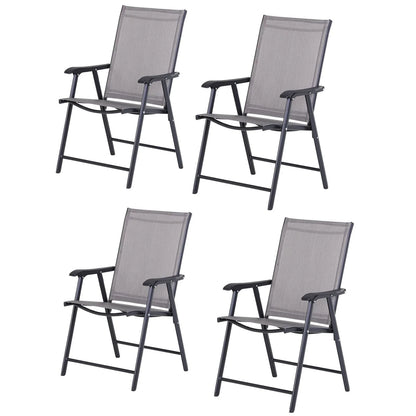 Lot de 4 chaises pliantes Outsunny au design simple et élégant, confortables pour la terrasse, le jardin et les voyages