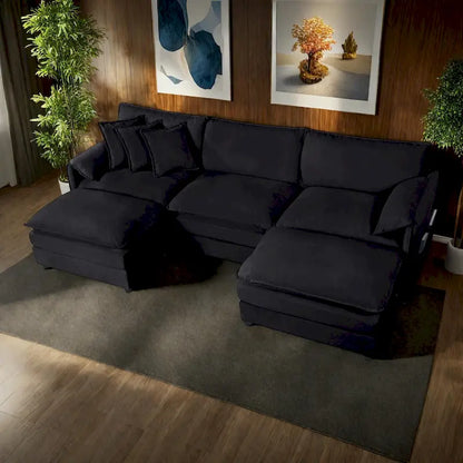 109,45 Canapé sectionnel modulaire en U rembourré en chenille avec coussins double couche, combinaison DIY