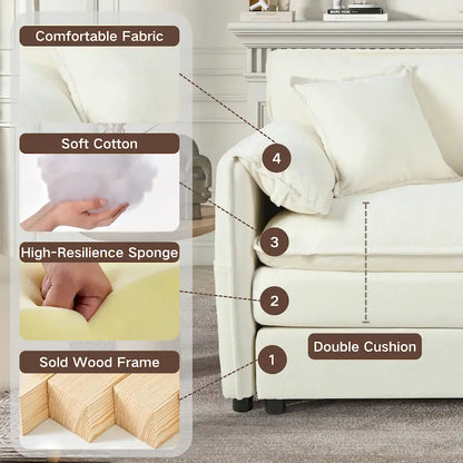 109,45 Canapé sectionnel modulaire en U rembourré en chenille avec coussins double couche, combinaison DIY