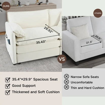 109,45 Canapé sectionnel modulaire en U rembourré en chenille avec coussins double couche, combinaison DIY