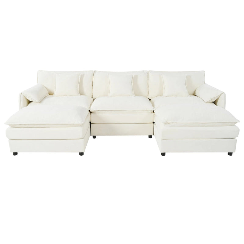 109,45 Canapé sectionnel modulaire en U rembourré en chenille avec coussins double couche, combinaison DIY