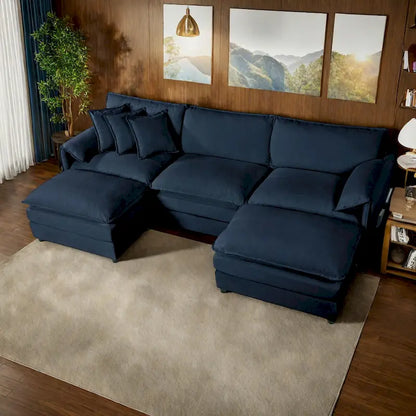 109,45 Canapé sectionnel modulaire en U rembourré en chenille avec coussins double couche, combinaison DIY