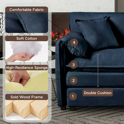 109,45 Canapé sectionnel modulaire en U rembourré en chenille avec coussins double couche, combinaison DIY