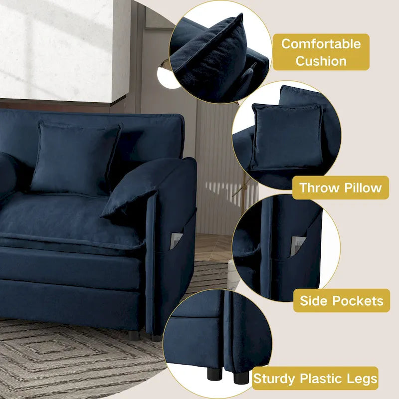 109,45 Canapé sectionnel modulaire en U rembourré en chenille avec coussins double couche, combinaison DIY