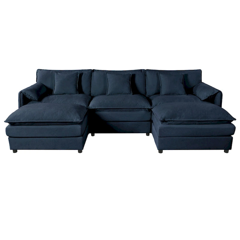 109,45 Canapé sectionnel modulaire en U rembourré en chenille avec coussins double couche, combinaison DIY