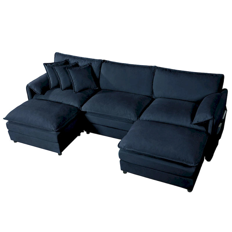 109,45 Canapé sectionnel modulaire en U rembourré en chenille avec coussins double couche, combinaison DIY