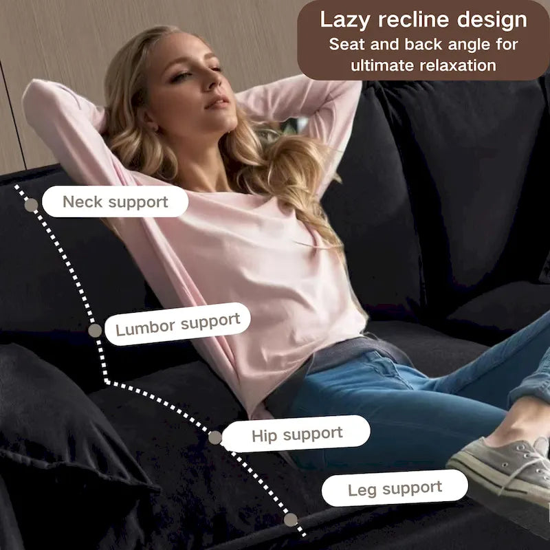 109,45 Canapé sectionnel modulaire en U rembourré en chenille avec coussins double couche, combinaison DIY