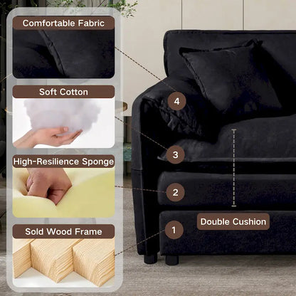 109,45 Canapé sectionnel modulaire en U rembourré en chenille avec coussins double couche, combinaison DIY