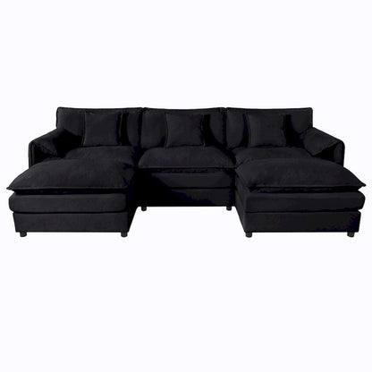 109,45 Canapé sectionnel modulaire en U rembourré en chenille avec coussins double couche, combinaison DIY