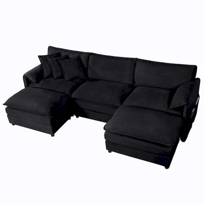 109,45 Canapé sectionnel modulaire en U rembourré en chenille avec coussins double couche, combinaison DIY
