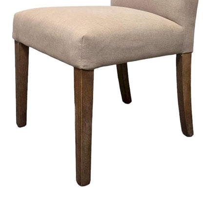 Lot de 2 chaises de salle à manger Zeus, tissu beige, pieds coniques marron
