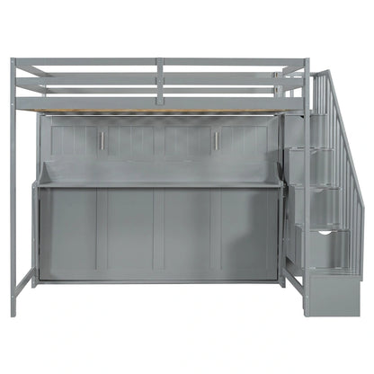 Lit escamotable double avec vérin hydraulique et bureau intégré