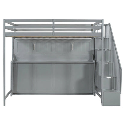 Lit escamotable double avec vérin hydraulique et bureau intégré