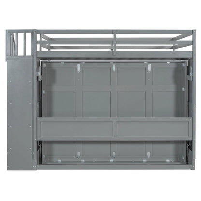 Lit escamotable double avec vérin hydraulique et bureau intégré