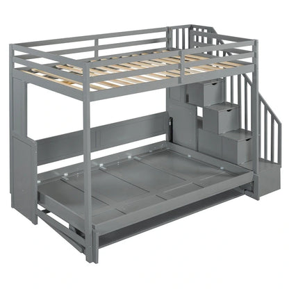 Lit escamotable double avec vérin hydraulique et bureau intégré