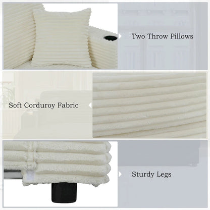 Canapé-lit sectionnel surdimensionné Roomfitters avec chaise longue, en velours côtelé avec ports USB et porte-gobelets