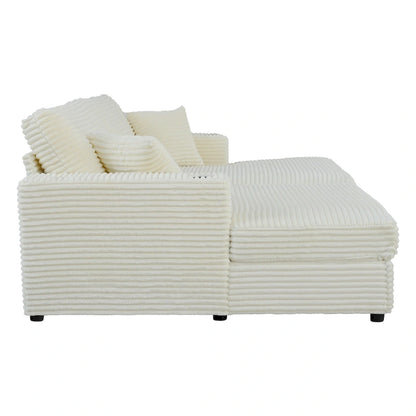 Canapé-lit sectionnel surdimensionné Roomfitters avec chaise longue, en velours côtelé avec ports USB et porte-gobelets