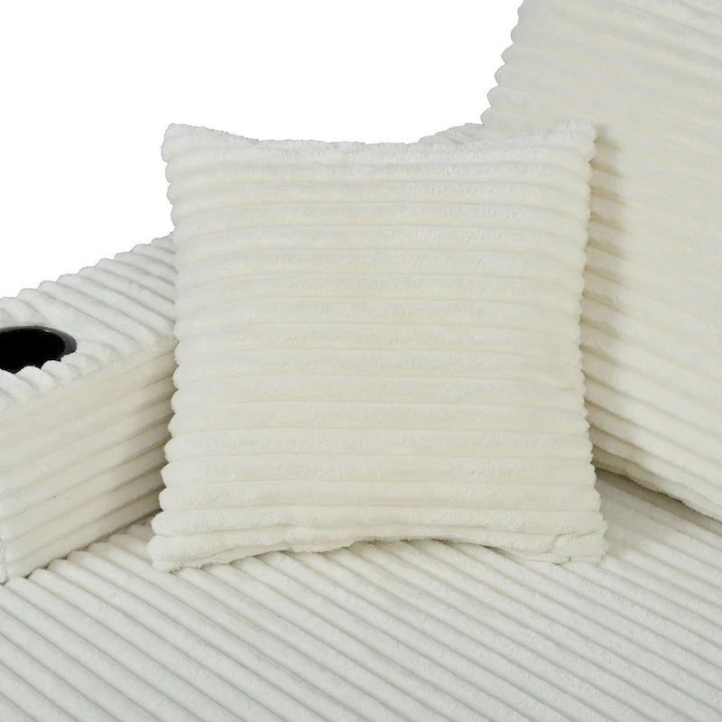 Canapé-lit sectionnel surdimensionné Roomfitters avec chaise longue, en velours côtelé avec ports USB et porte-gobelets