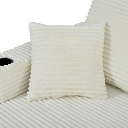 Canapé-lit sectionnel surdimensionné Roomfitters avec chaise longue, en velours côtelé avec ports USB et porte-gobelets