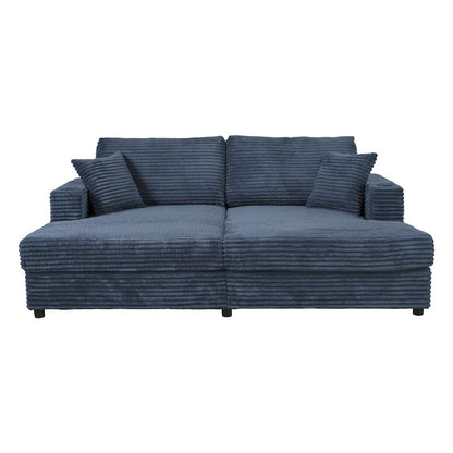 Canapé-lit sectionnel surdimensionné Roomfitters avec chaise longue, en velours côtelé avec ports USB et porte-gobelets