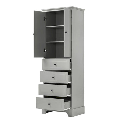 Armoire de rangement à 2 portes et 4 tiroirs pour salle de bain ou bureau