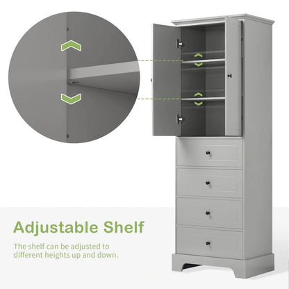 Armoire de rangement à 2 portes et 4 tiroirs pour salle de bain ou bureau