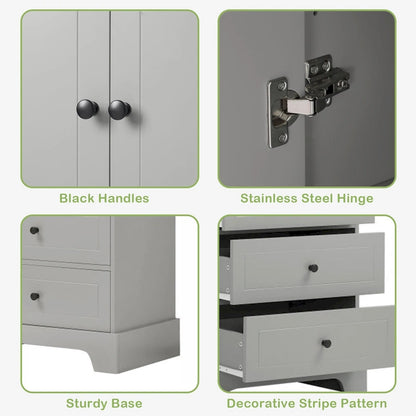 Armoire de rangement à 2 portes et 4 tiroirs pour salle de bain ou bureau