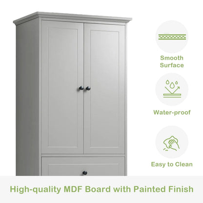 Armoire de rangement à 2 portes et 4 tiroirs pour salle de bain ou bureau