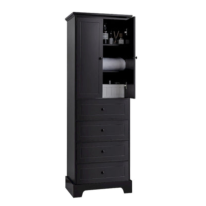 Armoire de rangement à 2 portes et 4 tiroirs pour salle de bain ou bureau