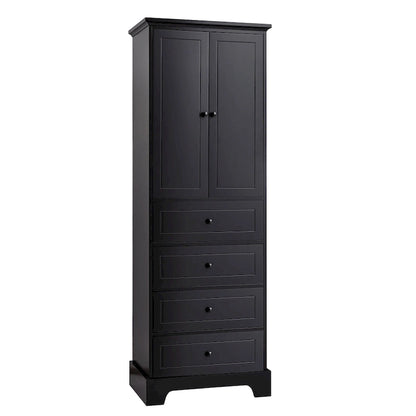 Armoire de rangement à 2 portes et 4 tiroirs pour salle de bain ou bureau