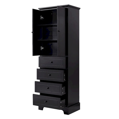 Armoire de rangement à 2 portes et 4 tiroirs pour salle de bain ou bureau
