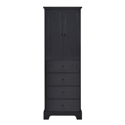 Armoire de rangement à 2 portes et 4 tiroirs pour salle de bain ou bureau