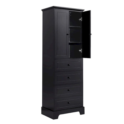 Armoire de rangement à 2 portes et 4 tiroirs pour salle de bain ou bureau